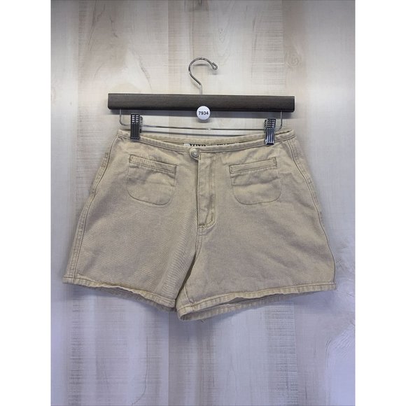 Vintage YoYo Jeans Tan Canvas Womens/Teens Cotton Hi Rise Shorts Size 3-7934 - Picture 1 of 6